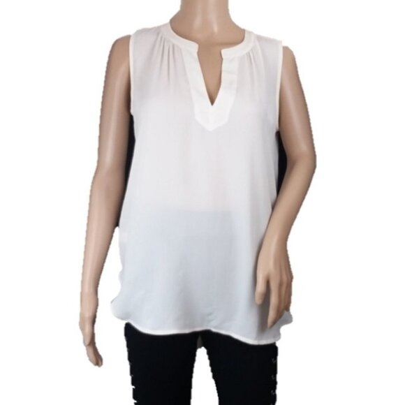 Loft White Split Neck Top - Picture 1 of 7